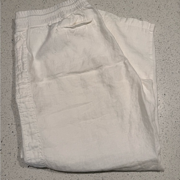 Athleta White Linen Wide Leg Drawstring Pants | Cabo Style Size 18 | Resortwear - Picture 7 of 8